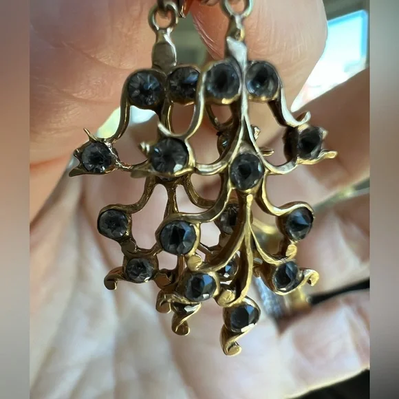 14K dangly vintage earrings with quartz stones - Picture 4 of 5